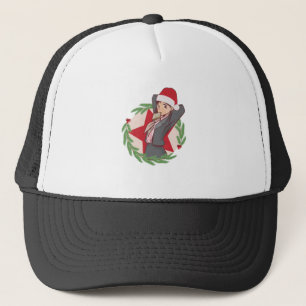 Anime KerstSweater - Cute Girl Santa Hat Trucker Pet