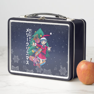 Anime-kersttrui - Happy Girl met Santa Hat