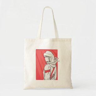 Anime Kersttrui- Meisje met Kerstman Hoed Tote Bag