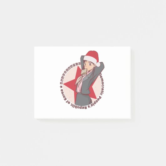 Anime Kersttrui- Schattig Koreaans Meisje Sinterkl Post-it® Notes (Voorkant)