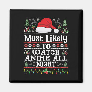 Anime kijken de hele nacht - Leuk kerst familie ma Magneet