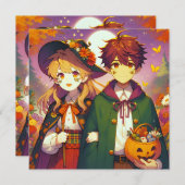 Anime Kind in Halloween kostuums Kaart (Voorkant / Achterkant)