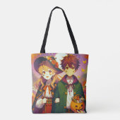 Anime Kind in Halloween kostuums Tote Bag (Achterkant)