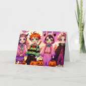 Anime Kinderen in Halloween Kaart (Voorkant)