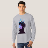 Anime King Gothic Male Portrait with Blue Crown T-shirt (Voorkant volledig)