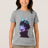 Anime King Gothic Male Portrait with Blue Crown Tri-Blend Shirt (Voorkant)