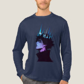 Anime King Gothic Male Portrait with Blue Crown Tri-Blend Shirt (Voorkant volledig)