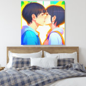 Anime Kiss | Jongen en meisje in liefde Canvas Afdruk (Insitu (Slaapkamer))