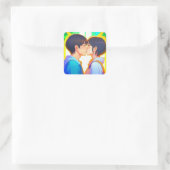 Anime Kiss | Nieuwe liefde Vierkante Sticker (Tas)