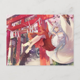 Anime Kitsune Girl Briefkaart