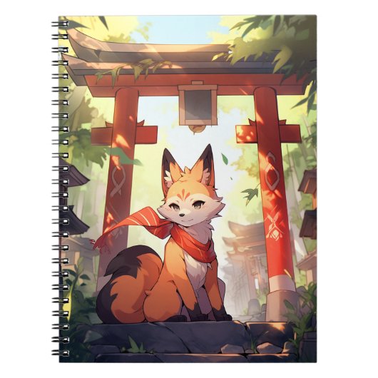 Anime Kitsune Leuke Fox Fantasy Kunst Notitieboek (Voorkant)