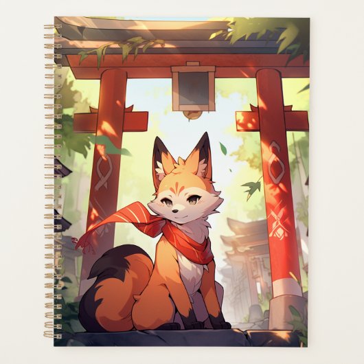 Anime Kitsune Leuke Fox Fantasy Kunst Planner (Voorkant)