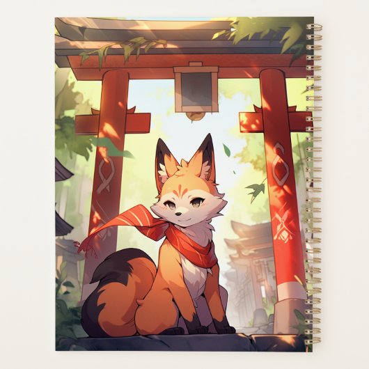 Anime Kitsune Leuke Fox Fantasy Kunst Planner (Achterkant)
