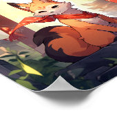 Anime Kitsune Leuke Fox Fantasy Kunst Poster (Hoek)
