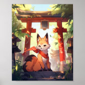 Anime Kitsune Leuke Fox Fantasy Kunst Poster (Voorkant)