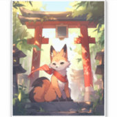 Anime Kitsune Leuke Fox Fantasy Kunst Sticker (Voorkant)