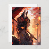 Anime Kitsune Meisje Leuke Fox Fantasy Kunst Briefkaart (Voorkant / Achterkant)