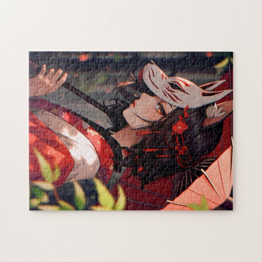 Anime Kitsune Meisje Leuke Fox Fantasy Kunst Legpuzzel (Horizontaal)