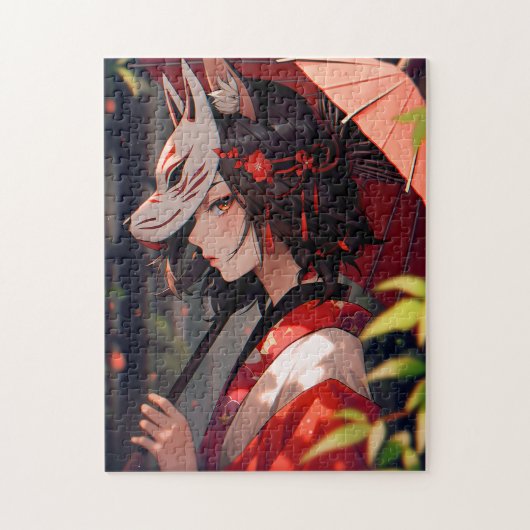 Anime Kitsune Meisje Leuke Fox Fantasy Kunst Legpuzzel (Verticaal)