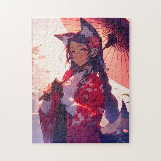 Anime Kitsune Meisje Leuke Fox Fantasy Kunst Legpuzzel (Verticaal)