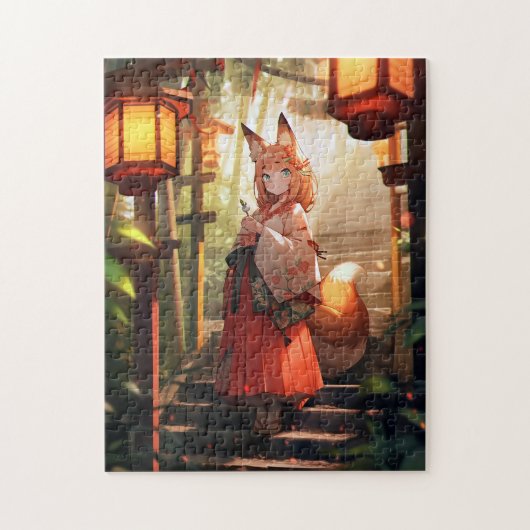 Anime Kitsune Meisje Leuke Fox Fantasy Kunst Legpuzzel (Verticaal)