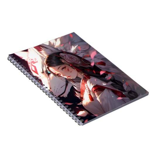 Anime Kitsune Meisje Leuke Fox Fantasy Kunst Notitieboek (Rechterzijde)