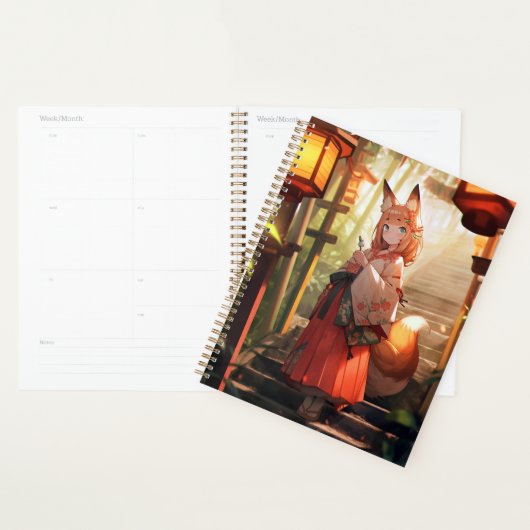 Anime Kitsune Meisje Leuke Fox Fantasy Kunst Planner (Display)