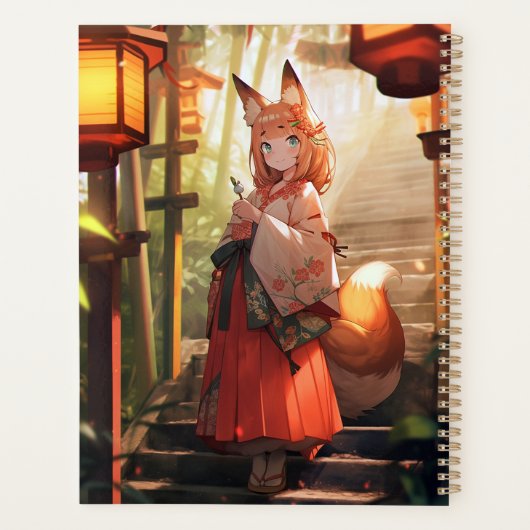 Anime Kitsune Meisje Leuke Fox Fantasy Kunst Planner (Achterkant)