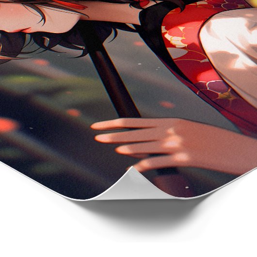 Anime Kitsune Meisje Leuke Fox Fantasy Kunst Poster (Hoek)