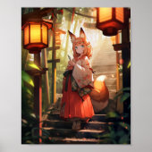 Anime Kitsune Meisje Leuke Fox Fantasy Kunst Poster (Voorkant)