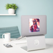 Anime Kitsune Meisje Leuke Fox Fantasy Kunst Sticker (Laptop op bureau)