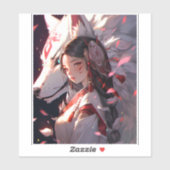 Anime Kitsune Meisje Leuke Fox Fantasy Kunst Sticker (Vel)