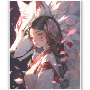 Anime Kitsune Meisje Leuke Fox Fantasy Kunst Sticker