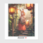 Anime Kitsune Meisje Leuke Fox Fantasy Kunst Sticker (Vel)
