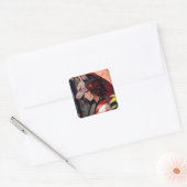 Anime Kitsune Meisje Leuke Fox Fantasy Kunst Vierkante Sticker (Envelop)