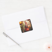 Anime Kitsune Meisje Leuke Fox Fantasy Kunst Vierkante Sticker (Envelop)