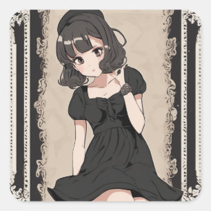 Anime Kleine Zwarte Jurk Sticker - Artistieke Flai