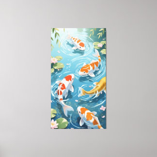 Anime koi swimming in the pond canvas afdruk
