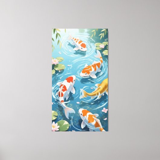 Anime koi swimming in the pond canvas afdruk (Voorkant)