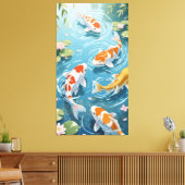 Anime koi swimming in the pond canvas afdruk (Insitu (Woonkamer))