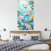 Anime koi swimming in the pond canvas afdruk (Insitu (Slaapkamer))