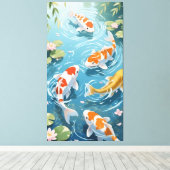 Anime koi swimming in the pond canvas afdruk (Insitu (Houten vloer))