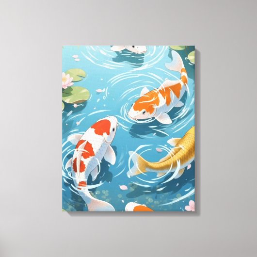 Anime koi zwemmen in de vijver canvas afdruk (Voorkant)