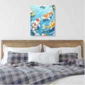 Anime koi zwemmen in de vijver canvas afdruk (Insitu (Slaapkamer))