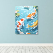 Anime koi zwemmen in de vijver canvas afdruk (Insitu (Houten vloer))