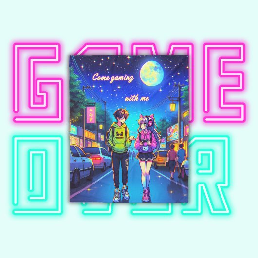 Anime Kom Gaming met mij | Fleece Deken