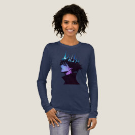 Anime Koning Gotische Mannelijke Portret met Blauw Tri-Blend Shirt