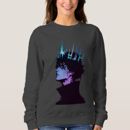 Anime Koning Gotische Mannelijke Portret met Blauw Trui