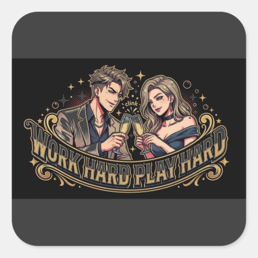 Anime Koppel Champagne - Vinyl Sticker (Voorkant)