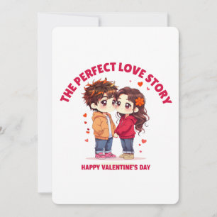 Anime Koppel "Perfecte Liefdesverhaal" Valentijnsd Feestdagenkaart